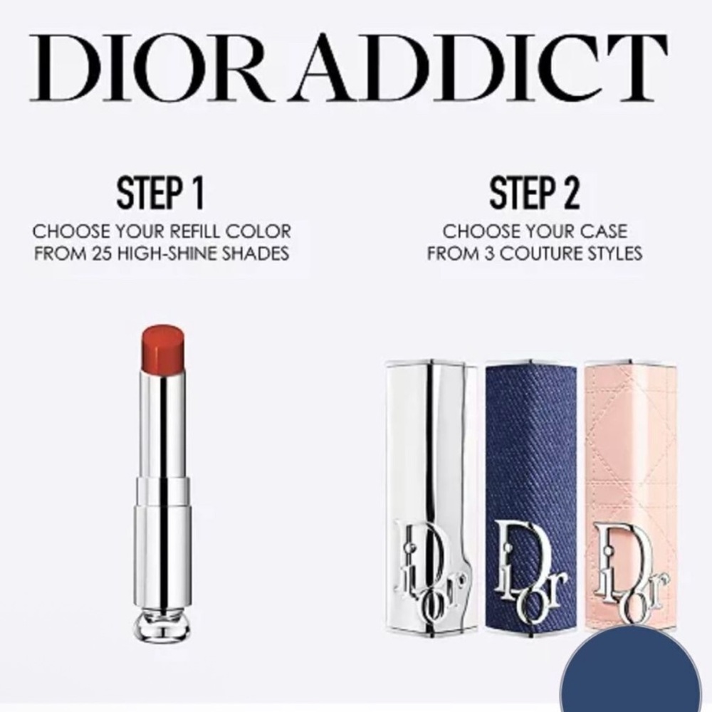 Dior Addict Indigo Denim Refill Lipstick Case Only; New No Box Comes As Shown